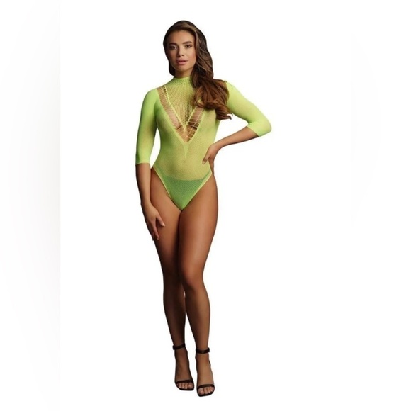 shots america Other - 🦋B2G1🦋LE DÉSIR Bliss Short Sleeve Neon Green Fishnet Teddy | ONE SIZE |